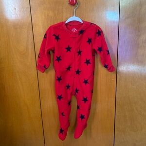 Primary 6-12 Month Red & Navy Star Print Fleece Footie Pajama